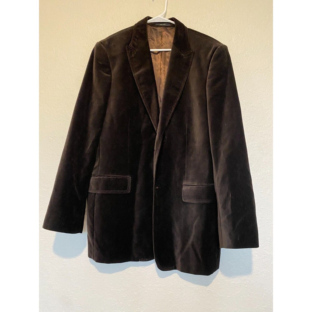 EXPRESS Mens Sz 44 Brown Velvet Two Button Blazer Jacket VTG